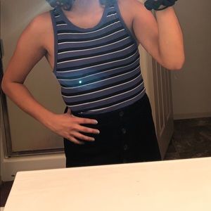 Stripped blue white and black tank top